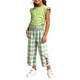 thumbnail image 6 of Enjoytime Girls Summer Outfits Ruffle Sleeveless Drawstring Side Tank Tops Plaid Pants 2 Piece Toddler Clothes, 6 of 6