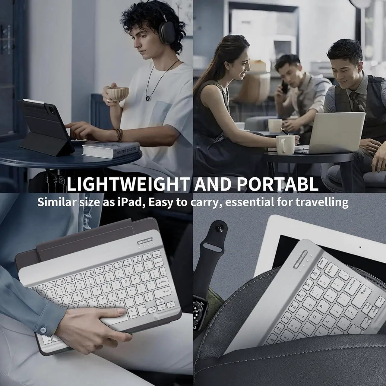 Bluetooth Keyboard and Mouse Combo with 7-Color Backlit, Rechargeable Wireless Keyboard for iPad/Samsung/Tablet/PC/Laptop/iPhone/iOS/Windows/Android