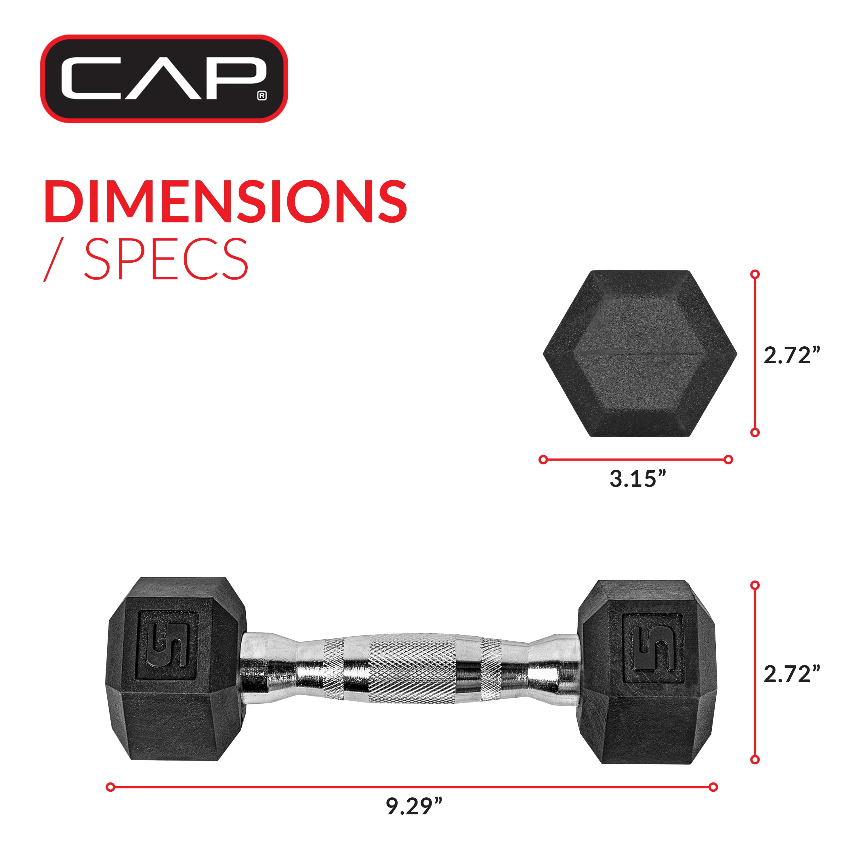 CAP Barbell 10lb Coated Rubber Hex Dumbbell Pair Walmart