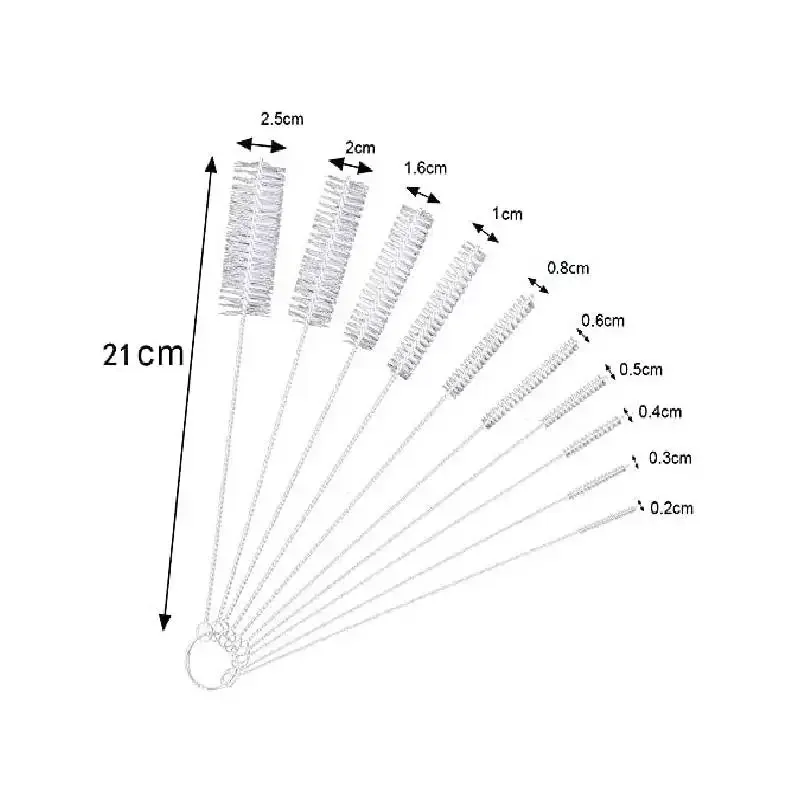 10pcs Pipe Tube Brush Pipe Cleaning Brushes Nylon Bristle Drinking Straws Cleaner Brush for Washing Kettle Spout Teapot Nozzle