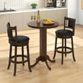 Costway 30 Inch Wood Pub Round Dining Table with Pedestal Base Kitchen
