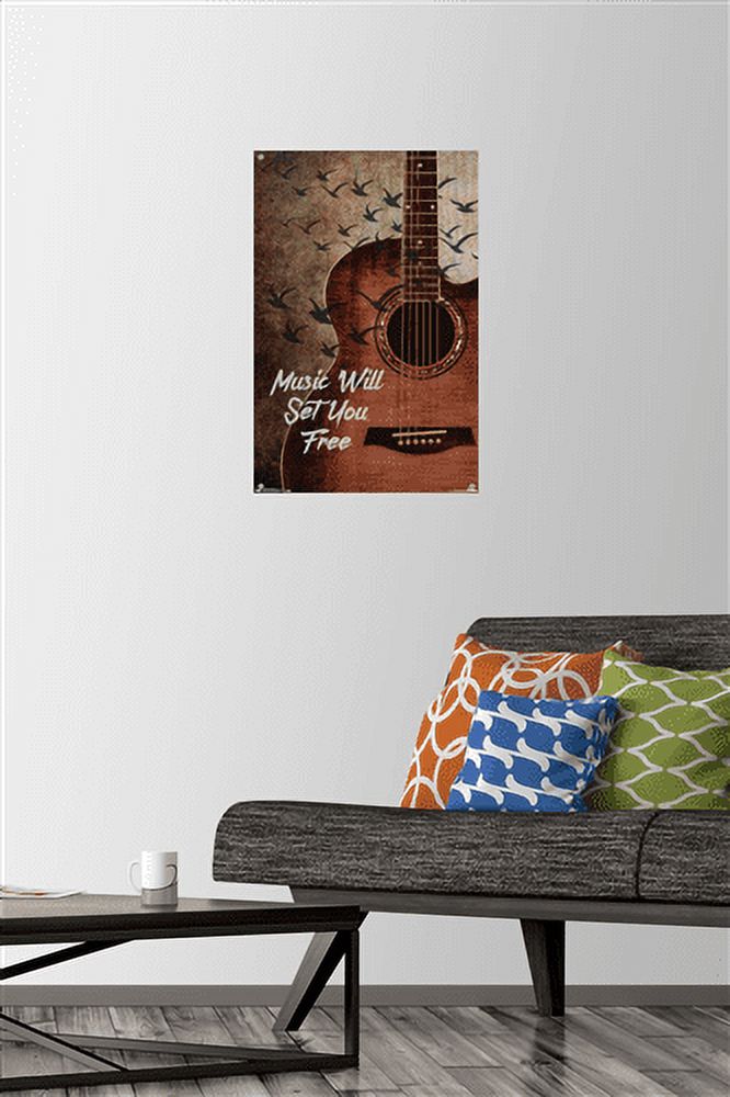 Music Will Set You Free Wall Poster with Push Pins, 14.725" x 22.375"