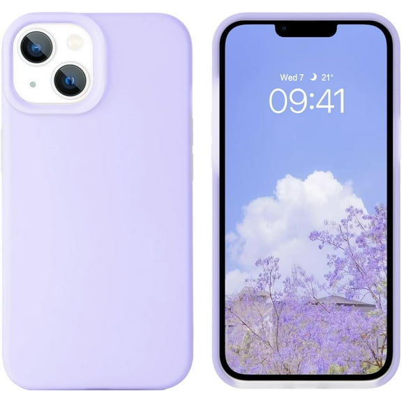 iPhone 14 Case,Phone Case for iPhone 14,Slim Fit Liquid Silicone Soft Gel Rubber Lightweight Microfiber Lining Shockproof Anti-Scratch Protective Phone Cover for iPhone 14 6.1'', Jelly Purple