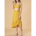 thumbnail image 5 of INSPIRE CHIC Women's V Neck Spaghetti Strap Crop Top & Floral Ruffle Wrap Skirt Set XL Yellow, 5 of 6