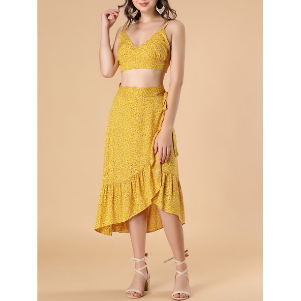 MODA NOVA Junior's Piece Outfit Spaghetti Strap Crop Top