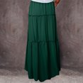 thumbnail image 6 of Dianli Skirt Midi Skirts Women's Solid Color Fall Elastic Waist Tie Pocket Ankle Length Skirt Drawstring Waist Black Fungus Edge Splice Casual Boho Midi Skirt, 6 of 8