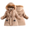 thumbnail image 5 of KYAIGUO Toddler Kids Girls Winter Outerwear Baby Hooded Cotton OutWear Mid-Length Soft Cute Warm Heavyweigh Zipper Hooded Parka Kid Fleece Snowsuit Jacket Coat for 3-10T, 5 of 8