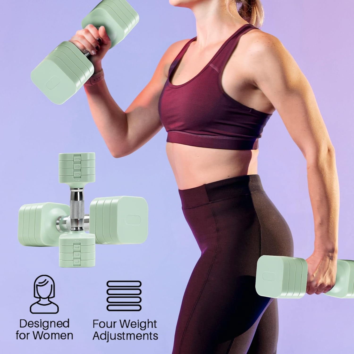 20LBS Adjustable Dumbbell Set, 4 in 1 Free Weights Dumbbells Set for,4lb 6lb 8lb 10lb, with Metal Non Slip Handle，Quick Change，Home Gym Strength Training Equipment for Men and Women