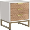 thumbnail image 3 of Resenkos 3 Drawers Nightstand, Bedside Table with Unique Zig Zag Design, Modern Side End Table for Bedroom Living Room, White and Gold, 3 of 3