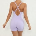 thumbnail image 6 of Spandex Bodysuit Romper for Women Shorts Workout Yoga Fitness Outfit Criss Cross Backless Sleeveless Jumpsuits (Medium, Purple), 6 of 7