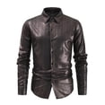 thumbnail image 3 of Shiny Metallic Shirt for Men Long Sleeve Button Down Collared Dress Shirt Stage Performance Dancewear Wedding Party, 3 of 6