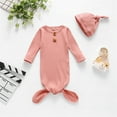 thumbnail image 4 of WIBACKER Unisex Newborn Baby Cotton Sleeper Gowns with Cap Long Knotted Sleeping Bag 0-3 Months, 4 of 7