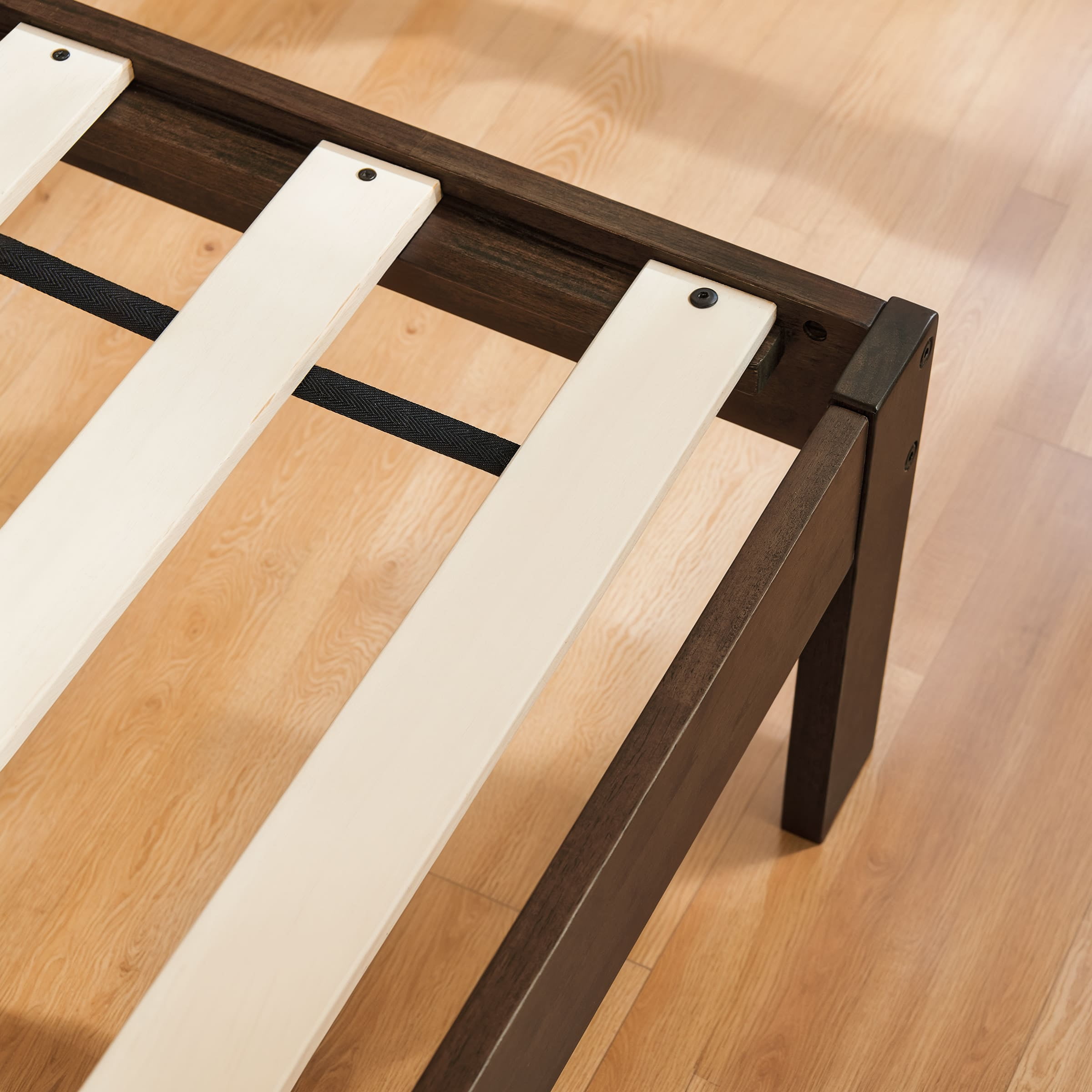 Subrtex 12" Solid Wood Platform Bed Frame with Wooden Slats, Walnut, King
