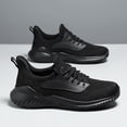 thumbnail image 6 of Men's All-Black Breathable Knit Running Shoes, Lightweight Lace-Up Athletic Sneakers, Non-Slip Casual Footwear for Gym, Walking, and Everyday Activities, 6 of 10