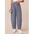 thumbnail image 3 of PRETTYGARDEN Plaid Barrel Pants Women Summer Casual Loose Wide Leg Lounge Gingham Trousers Spring Fashion Beach Bottoms, 3 of 9