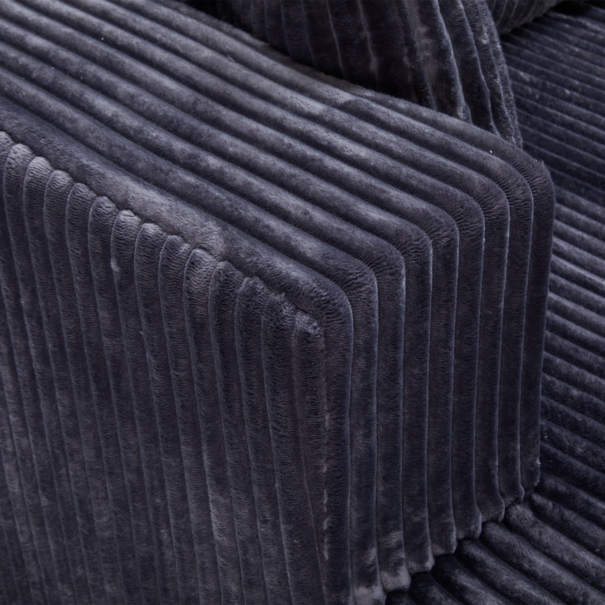 U-Shaped Modular Sectional Sofa with Chaise, Compressed Corduroy Sleeper Couch for Living Room and Bedroom, No Assembly Required, Dark Grey
