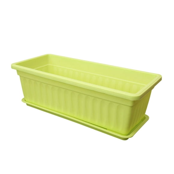 17 Inch Window Box Planter with Drainage Holes & Tray – Plastic Flower & Vegetable Planter for Indoor/Outdoor Use – Perfect for Windowsill, Patio, Balcony, Porch & Garden (Great Gift Idea)
