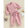thumbnail image 3 of Bagilaanoe Toddler Baby Girl Long Pants Set Long Sleeve Sweatshirt Pullover Tops + Drawstring Sweatpants 6M 12M 18M 24M 3T Kids Casual Sweatsuits, 3 of 8
