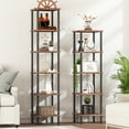 thumbnail image 6 of HOOBRO 6-Tier Corner Shelf, Corner Square Rack Display Shelf, Tall Storage Rack Plant Stand, Bookcase for Small Spaces, Living Room, Home Office, Kitchen, Rustic Brown and Black BF55CJ01, 6 of 17