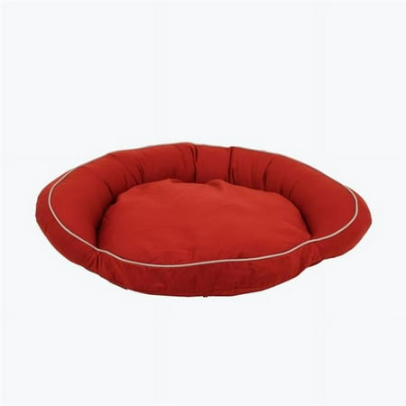 UPC: 0830000050244 | Carolina Pet 019460 Classic Canvas Poly Fill Bolster Bed with Contrast Cording – Barn Red with Khaki Cord  Medium