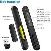 Presentation Clicker, Hyperlink Volume Control Wireless Presenter, PPT PowerPoint Clicker, RF 2.4GHz USB Presentation Remote Control PowerPoint Slide Advancer for Keynote/PPT/Mac/PC