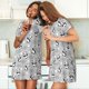 thumbnail image 4 of Fotbe Pandas Between Clouds and Stars Bata de Dormir para Mujer con Estampado, Camisón de Algodón de Manga Corta, Ropa de Dormir Casual, 4 of 6