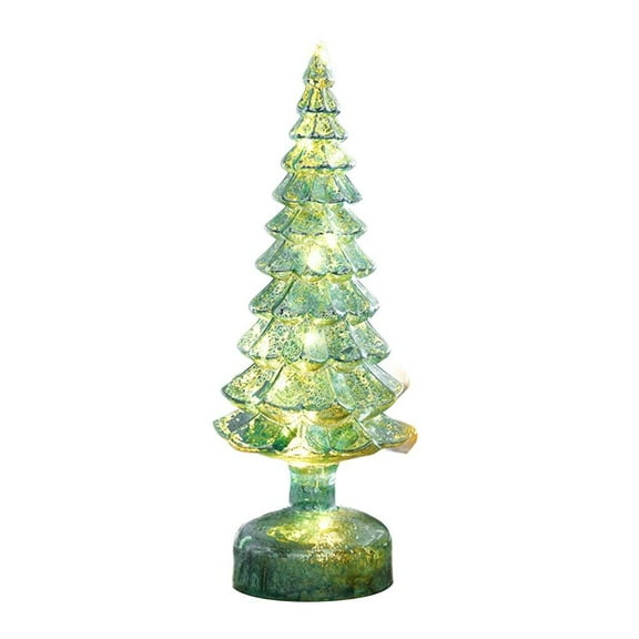 Christmas Decorations Indoor, Light up Mercury Glass Christmas Trees, Battery Operated Glowing Xmas Decorations for Tabletop,Mantel,Window Display,Holiday Centerpiece with Timer for Living Room,Party