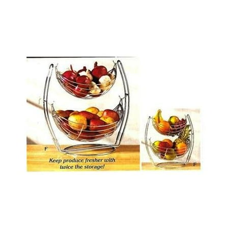 Two Tier Chrome Basket - 2 TIER DOUBLE HAMMOCK CHROME PRODUCE BASKET STAND