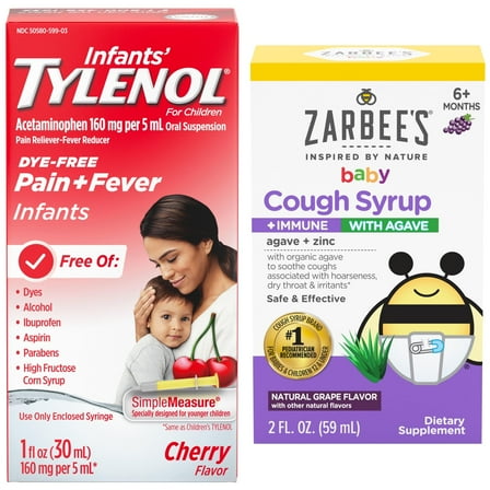 Infants' Tylenol and Zarbee’s Baby Cough Syrup   Immune Support Bundle