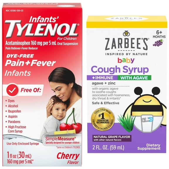 Infants' Tylenol and Zarbee’s Baby Cough Syrup   Immune Support Bundle