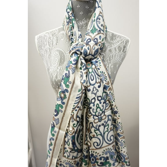 Hand Printed Indian 100% Silk Scarf, Wrap, Throw, Shawl Organic