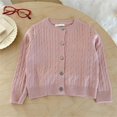 thumbnail image 5 of Baby Girl Cardigan Long Sleeve Button up Sweater Toddler Girl Fall Outfits Cable Knit Fisherman Cardigan Sweater Bolero Shrug, 5 of 5