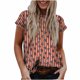 thumbnail image 1 of Tops de mujer Moda Casual Blusa suelta Bandera del Día de la Independencia Impresión de cuello redondo Camiseta Camisas Blusa Camiseta estampada Pompotops hfajkhk129844, 1 of 1