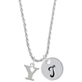 thumbnail image 1 of Delight Jewelry Silvertone Large Initial - Y - Silvertone Script Initial Disc - T - Charm Necklace, 20"+3", 1 of 4