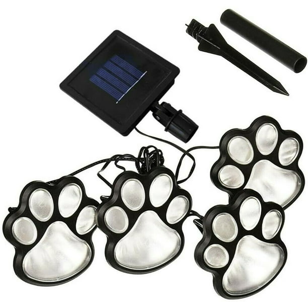 5 solar dog animal paw print Lights garden statue lantern LED path 3" light lamp