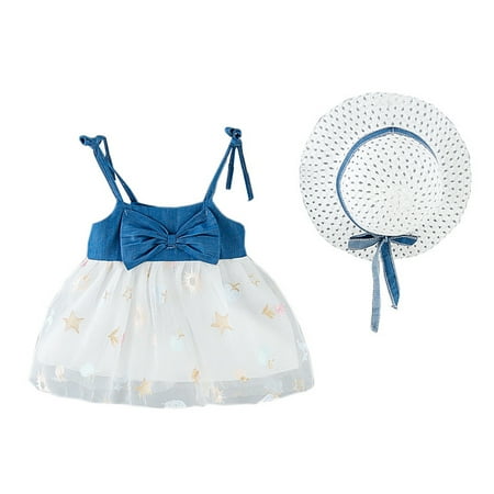 

Chaoren 2Pcs/Set Children Dress Sleeveless Good-looking Strap Toddler Tutu Dress for Birthday Party