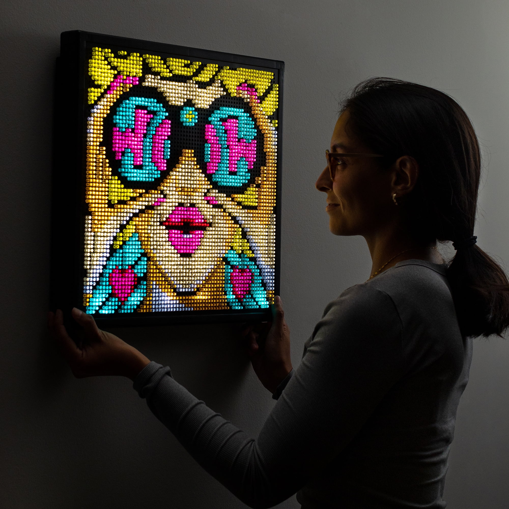 Lite-Brite Wall Art - 16 x 16 - 4,500 Micro Pegs, 4 HD Designs, Great Gift for Ages 14+, Create & Display