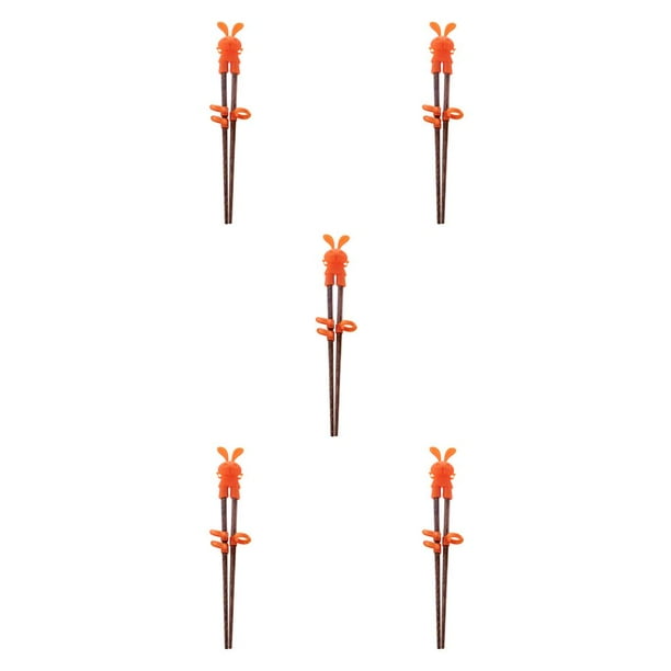 Cateissary 1 par de palillos para niños, regalos reutilizables para estudiantes, juego de vajilla, palillos de aprendizaje antideslizantes para No. 4 5piezas Cateissary CBP230683