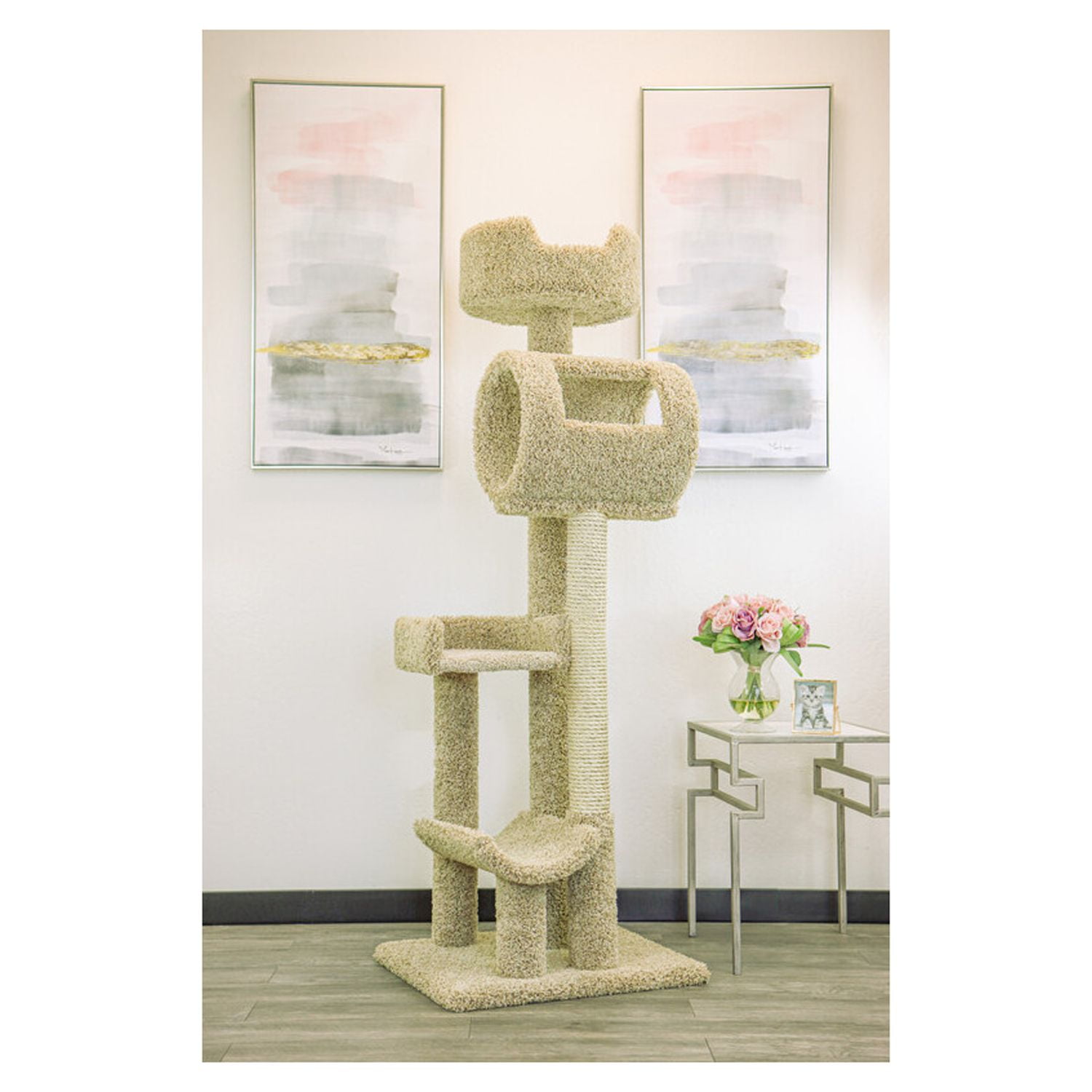 New Cat Condos 140003- Solid Wood Climbing Cat Tower Tree-Color:Gray