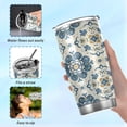 thumbnail image 6 of SKYSONIC Tile Pattern Tumbler Stainless Steel Double Wall Vacuum Reusable Insulated Mug with Straw and Built-in Coaste for Cold and Hot Beverages, 20oz, 6 of 7
