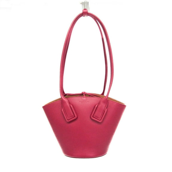 Pre-Owned Bottega Veneta Small Basket 592133 Women's Leather Tote Bag Pink Red