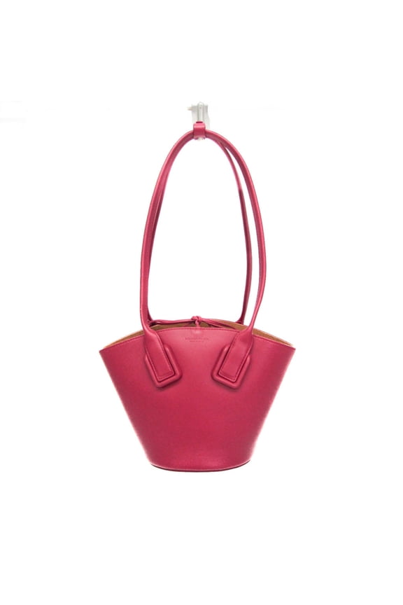 Pre-Owned Bottega Veneta Small Basket 592133 Women's Leather Tote Bag Pink Red