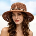 thumbnail image 2 of Hairbrella Sun Hats for Women Wide Brim Fedora Straw Uv Upf 80+ Women Bucket Hat Summer Beach Hat Top Brown One Size, 2 of 4