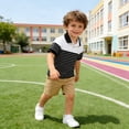 thumbnail image 7 of Fozruso Boys Short Sleeve Striped Shirt Summer Breathable Collared Shirt with Button Closure for School and Play, 7 of 7