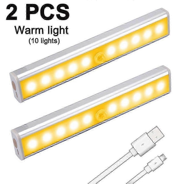 luces portátiles para armario, inalámbricas, 10 LED, sensor de movimiento, batería recargable incorporada, magnéticas, pequeñas y seguras, para debajo del gabinete
