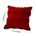 thumbnail image 3 of February 14 Festive Throw Pillow Cover with Heart Motif, 17.71x17.71 Inch Red Faux Wool Accent Pillow for Couch and Bed Decor, 3 of 8