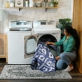 thumbnail image 3 of My Magic Carpet 3x5' Machine Washable Non-Slip Kitchen Entryway Rug, Shibori Geometric Diamond Blue, 3 of 6