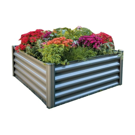The Organic Garden Co. 3x3 Metal Raised Garden Bed Woodland Gray