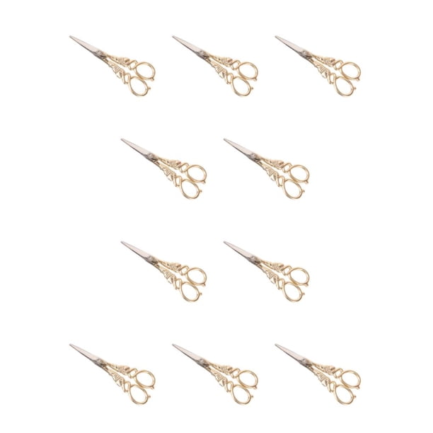 Kenally Tijeras de costura de moda y duraderas para bordado y costura, tijeras de bordado fáciles de ocho, tijera dorada Ocho tijera de oro 10piezas