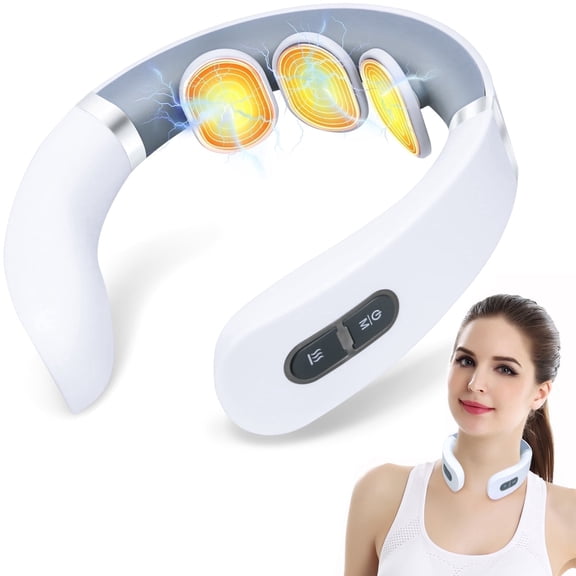 OSITO TENS Neck Massager for Pain Relief Deep Tissue with Remote Control, EMS Neck Massager with Heat, 10 Modes Portable Neck Massager